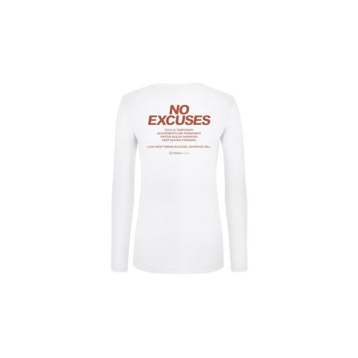 Tuga Wear No Excuses Woman White - camisetas tecnicas manga larga - Nonstop minimalistrunners