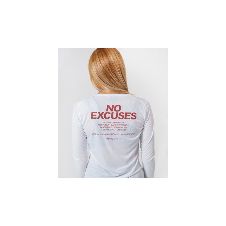 Tuga Wear No Excuses Woman White - camisetas tecnicas manga larga - Nonstop minimalistrunners