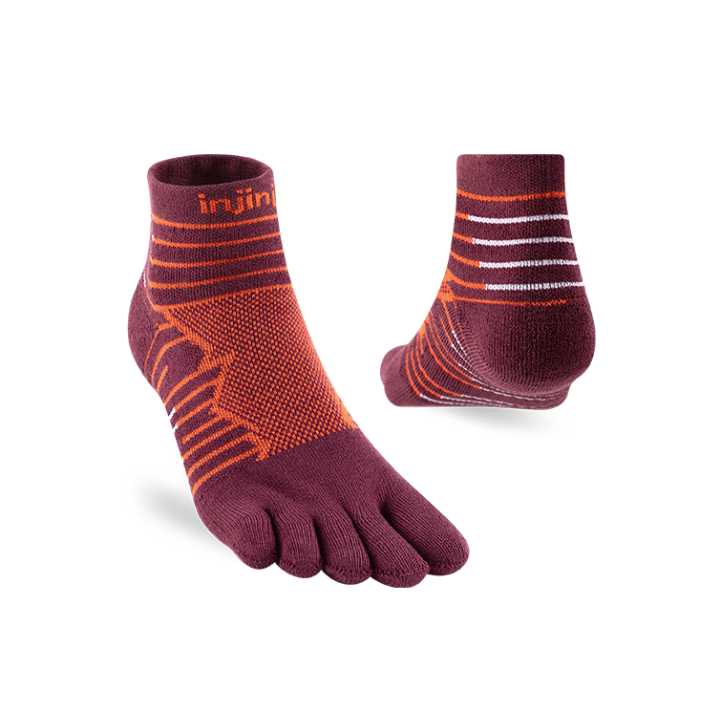 Injinji Ultra Run Mini-Crew Mahogany - chaussettes - nonstop minimalistrunners