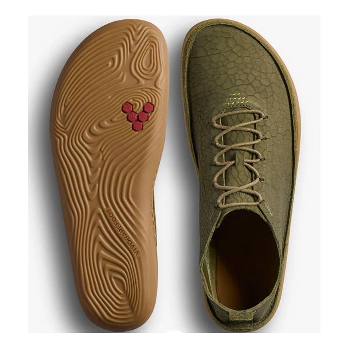 Vivobarefoot Sensus Moc Up Leather Dark Olive Cracked Leather - zapatillas minimalistas - Nonstop minimalistrunners
