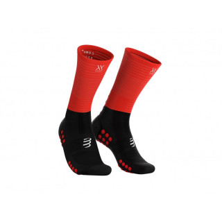 COMPRESSPORT MID COMPRESION SOCKS BLACK RED